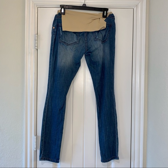 Indigo Blue Distressed Maternity Jeans - Picture 2 of 4